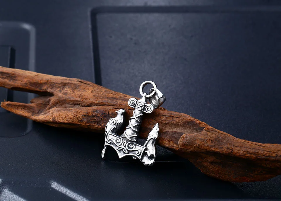 Байер 316L нержавеющая Викинг норвежский Odin Thors Mjolnir молоток Мужская подвеска с символикой Тора ожерелье оригинальное животное Викинг ювелирные изделия кулон