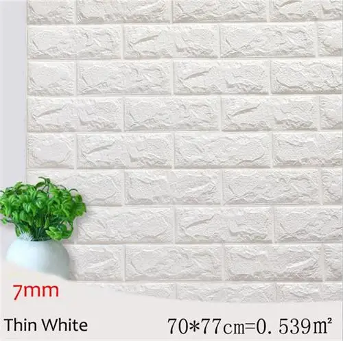 White 70*77 см* 8 шт. 3D PE пенка, камень, кирпичная панель, наклейка на стену, домашний декор, ТВ, диван, Настенная роспись, малыш, безопасный, самоклеющиеся, DIY обои - Цвет: White