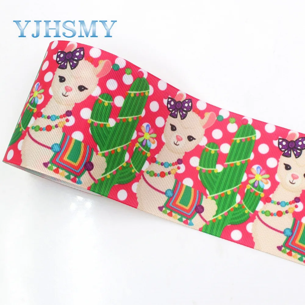 YJHSMY I-19420-1053 3&quot 10yards Cartoon Thermal transfer Printed grosgrain Ribbons bow cap DIY handmade accessories decoration | Дом и сад