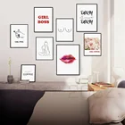 Линия девушка цветок Цитата Феминистская искусство печать стены искусства холст живопись скандинавские плакаты и принты настенные картины для декора гостиной