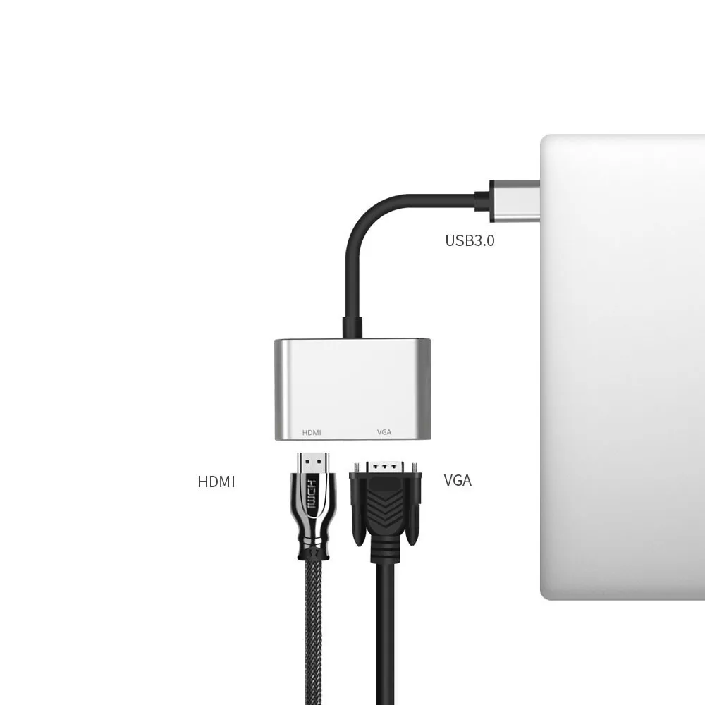 CARPRIE USB3.0 к HDMI/VGA адаптер дисплея Прочный USB C 8 в 1 3 0 HDMI RJ45 Micro SD TF кардридер