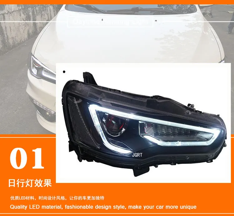 2 шт. светодиодный фары для Mitsubishi Lancer-ex 09-16 Автомобильный светодиодный фонарь двойной ксеноновый Объектив Автомобильные аксессуары дневные ходовые огни