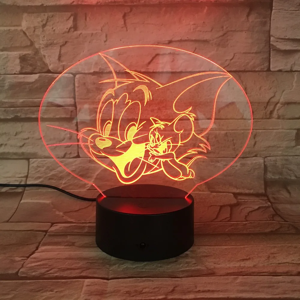 Мультяшная анимационная мышь 3D светильник видение USB лампа Светодиодная