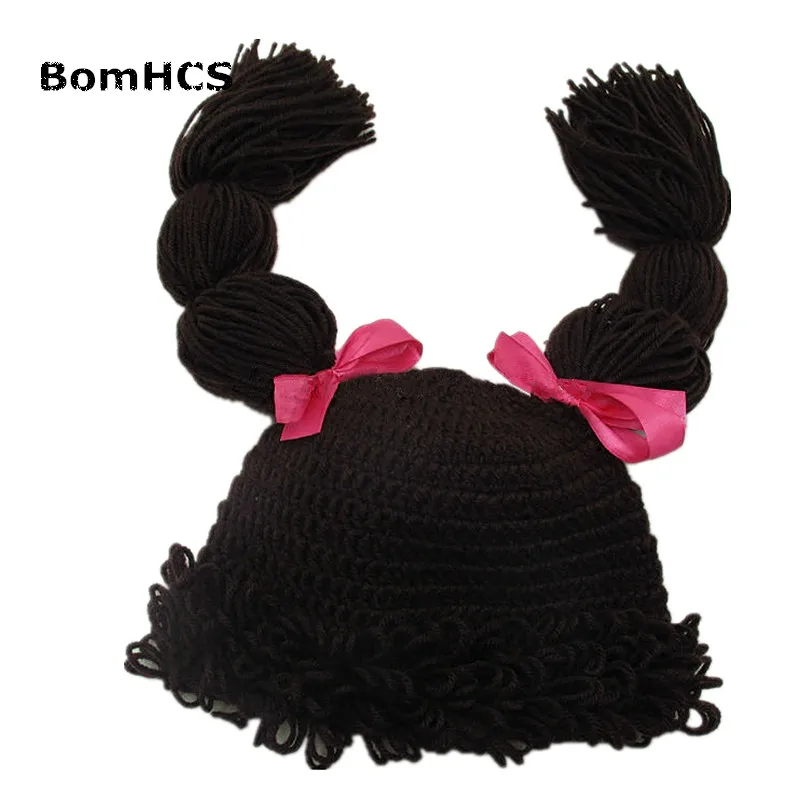 BomHCS милый парик из свиного хвоста шапка бини для женщин и девочек 100% ручная