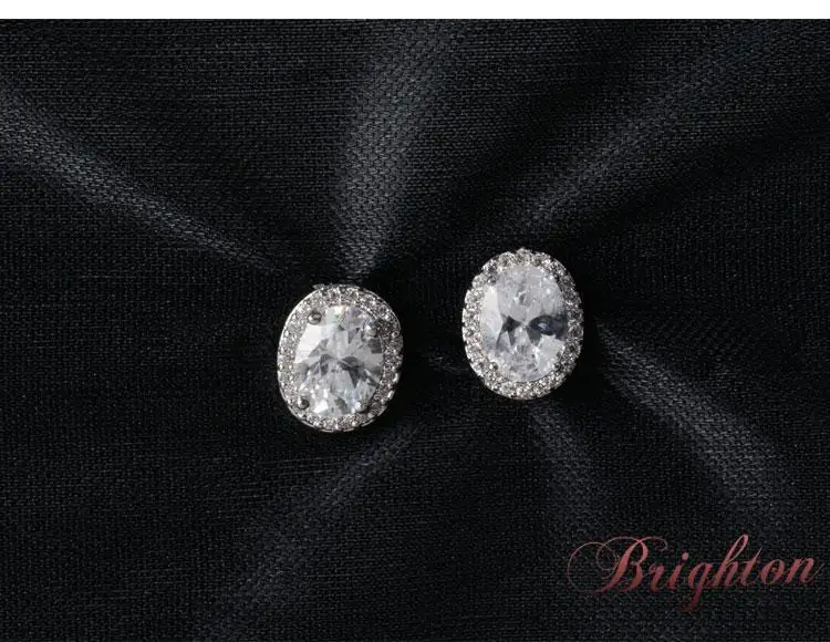 Brand jewelry silver plated AAA zircon high quality crystal stud earrings for exquisite women bricons|stud crystal|earring designs womenstud diy |