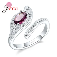 simple fashion adjustable wholesale 925 jewelry silver opening fashionable crystal band rings special gift for ladies