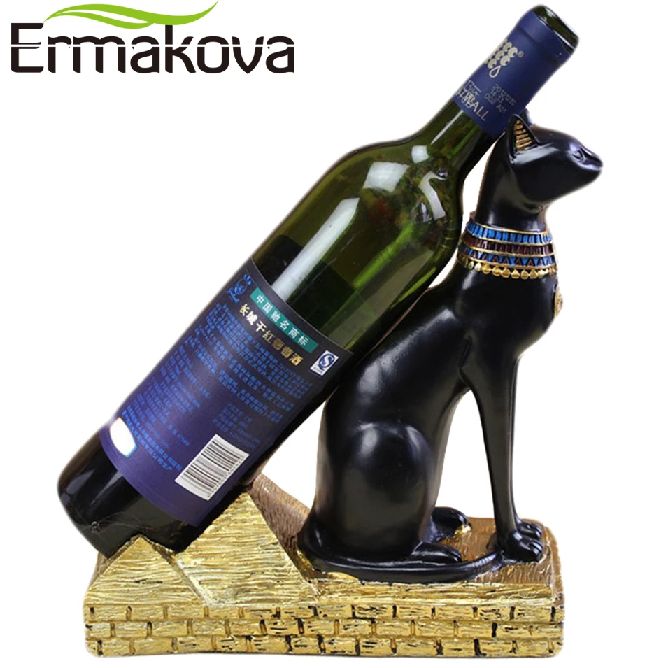 Винная стойка ERMAKOVA из смолы египетский кот фиксатор для бутылок в виде животных