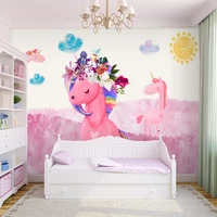 3d custom cartoon pink unicorn wallpapers girls bedroom large painting murals for baby girl rooms backdrop decor home wall cloth