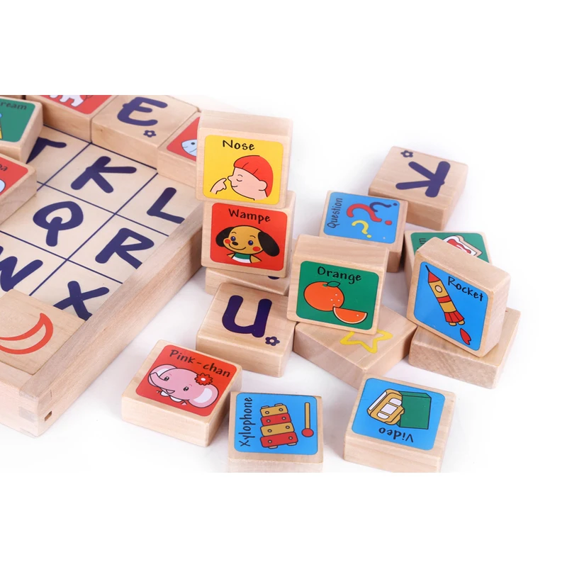 Детская деревянная игрушка с буквами 30 шт. фигурка малыша домино развивающая