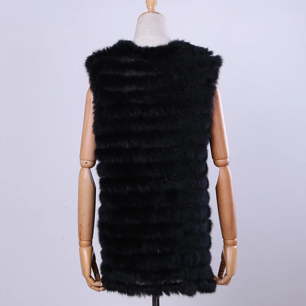 2020 New Women's Genuine Rabbit Fur Vest Hand Knitted Fur Gilet Lady Natural Fur Waistcoat Sleeveless Real Fur Coat Jacket
