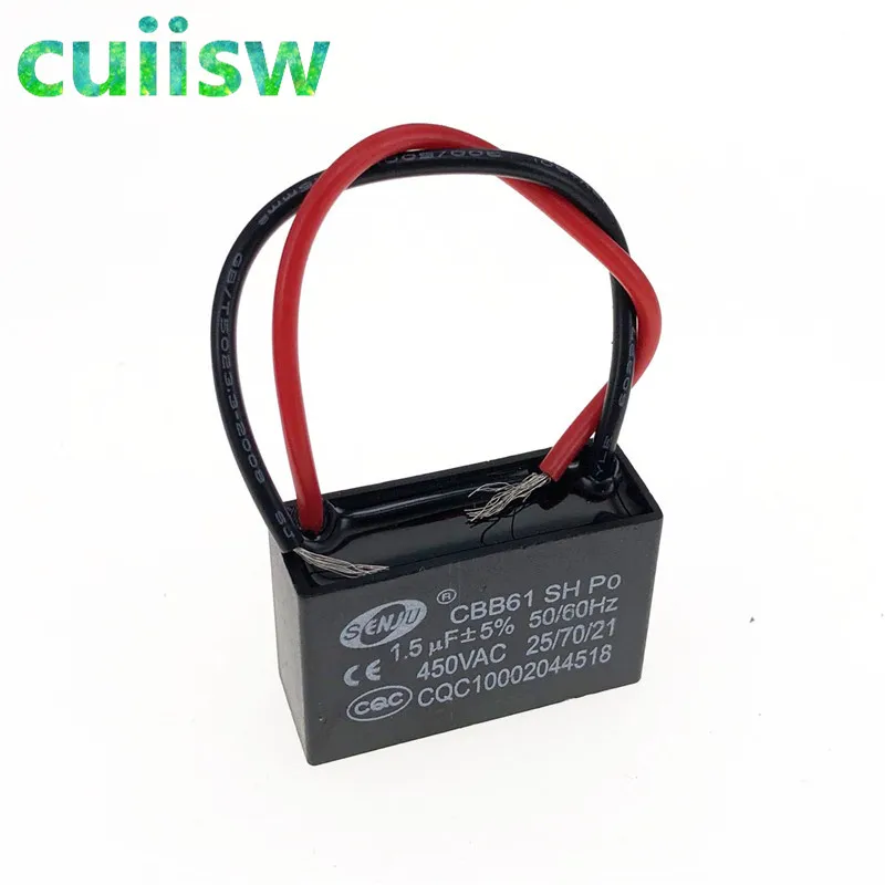 Cuiisw CBB61 начиная с постоянной ёмкости, универсальный конденсатор AC 450V двигатель переменного тока конденсатор 1 мкФ 1,2 мкФ 1,5 мкФ 2 мкФ 2,5 мкФ 3 мкФ 3,5 мкФ 4 мкФ