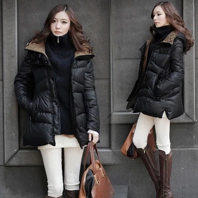 Черный Цвет пуховик с утиным пухом зимняя куртка Женские 2020 Новая Европа длинное