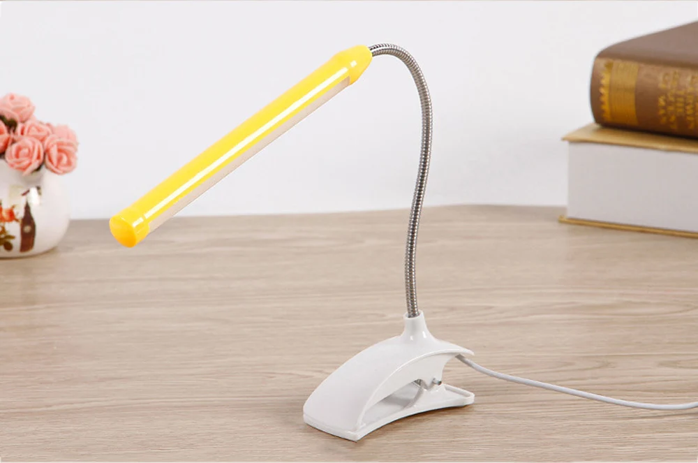 Yellow USB Led Настольная лампа с зажимом, Гибкая Настольная лампа для прикроватной тумбочки, чтения книг, учебы, работы в офисе, детский ночной Светильник - Цвет корпуса: Yellow