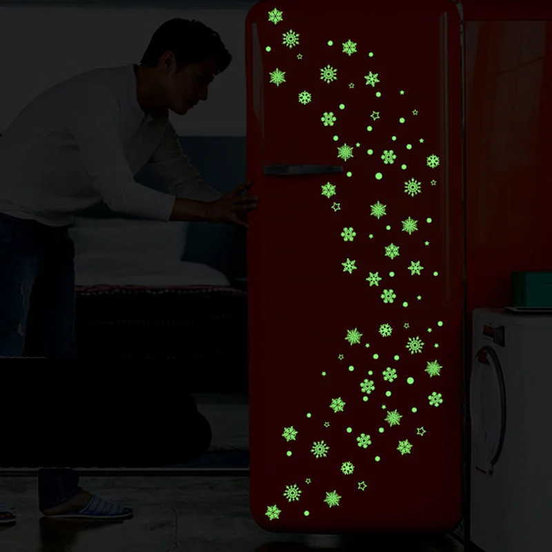 Рождественские снежинки светящиеся флуоресцентные наклейки на стену Dacel художественный домашний декор для детской комнаты, декоративные наклейки на окна