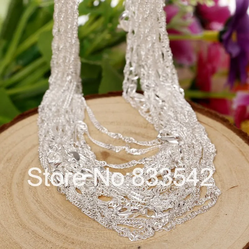 Женское Ожерелье серебряного цвета 1 мм цепочка в виде змеи с водной волной 16-30