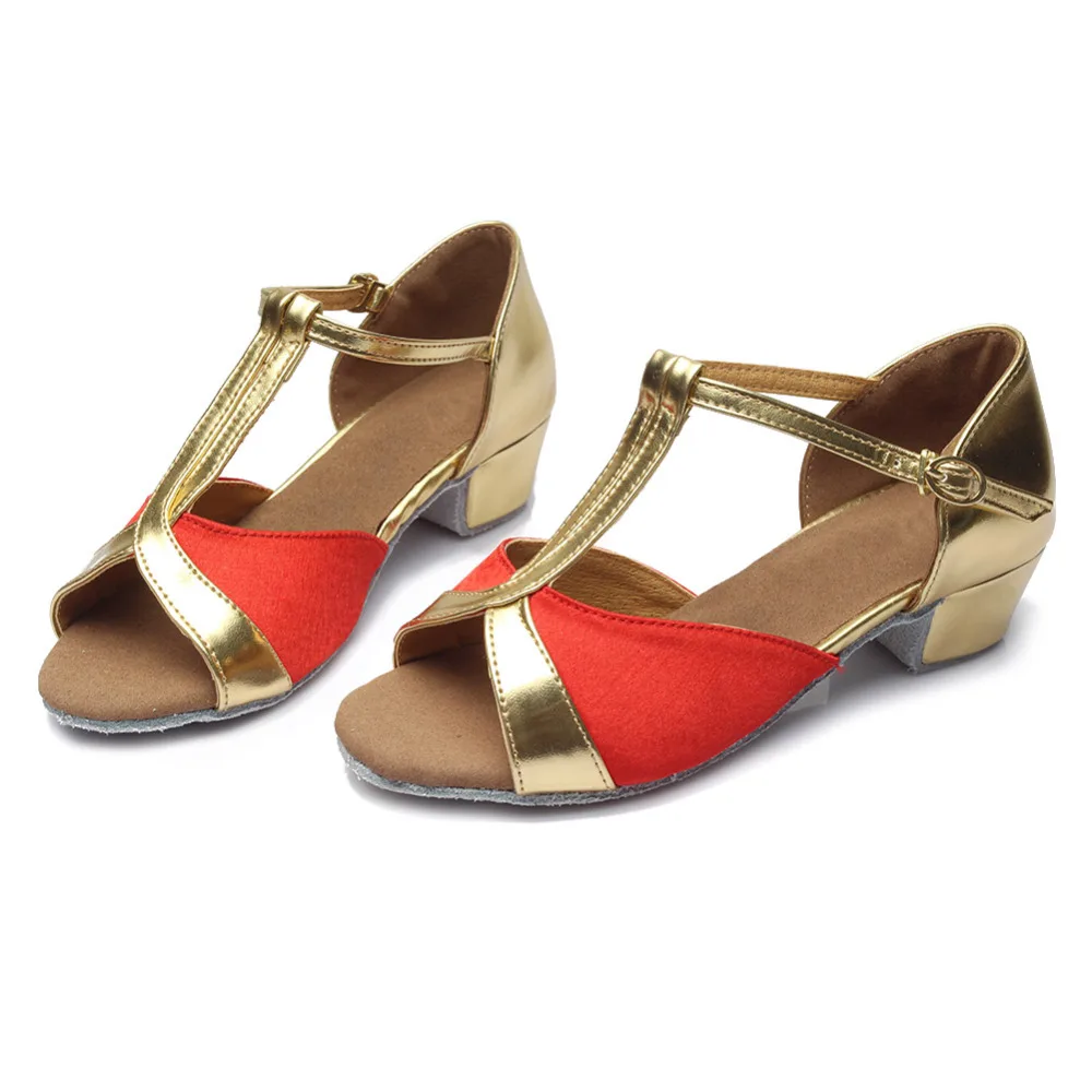 2022 New Children's Latin Dance Shoes Girl's Tango Salsa Shoes For Dancing Ballroom Practice Sandals 3.5 CM Low Heel 4 Colors