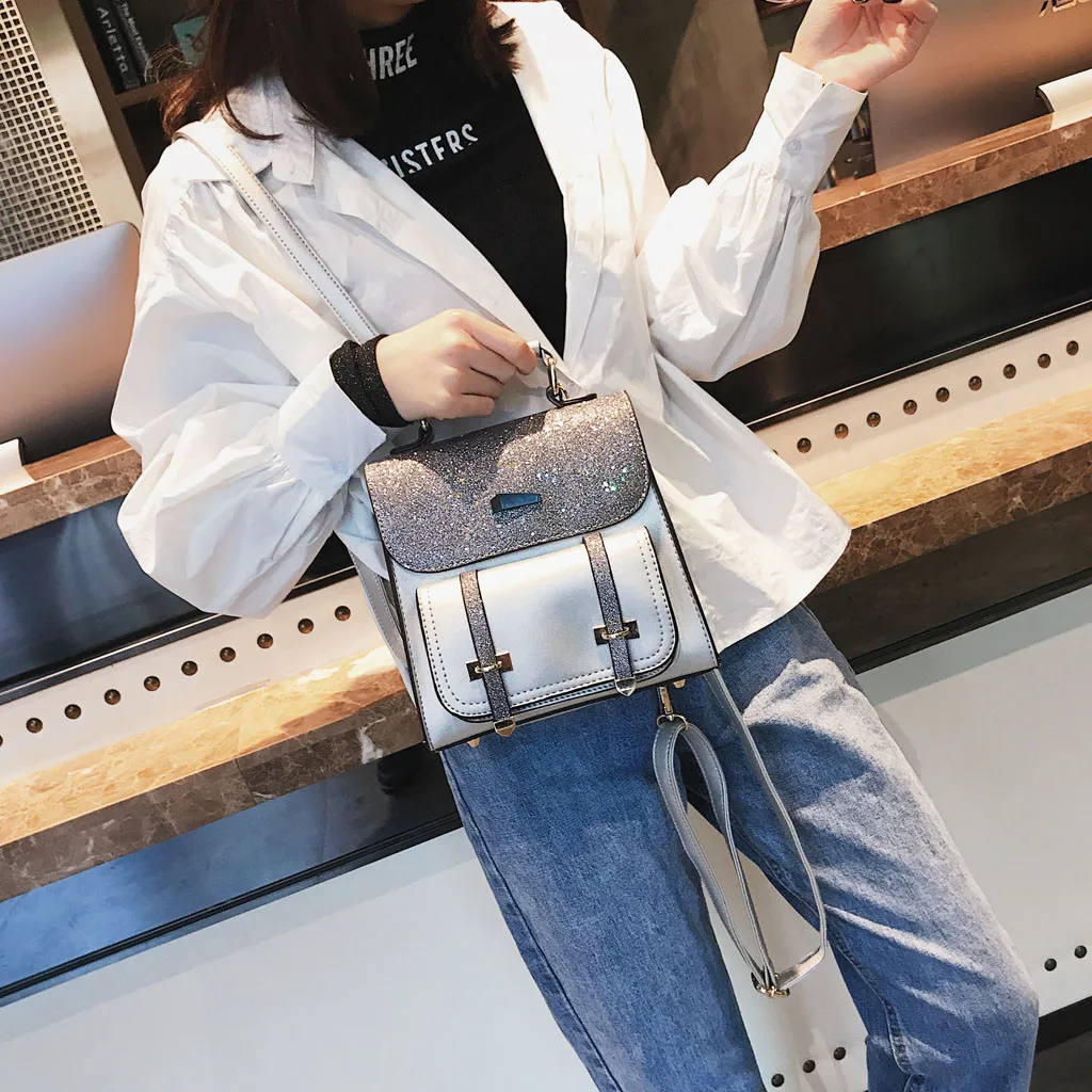 Женский рюкзак из натуральной кожи mochila, модные женские рюкзаки с блестками для улицы, яркие рюкзаки, дорожная сумка, школьная посылка# 4gh