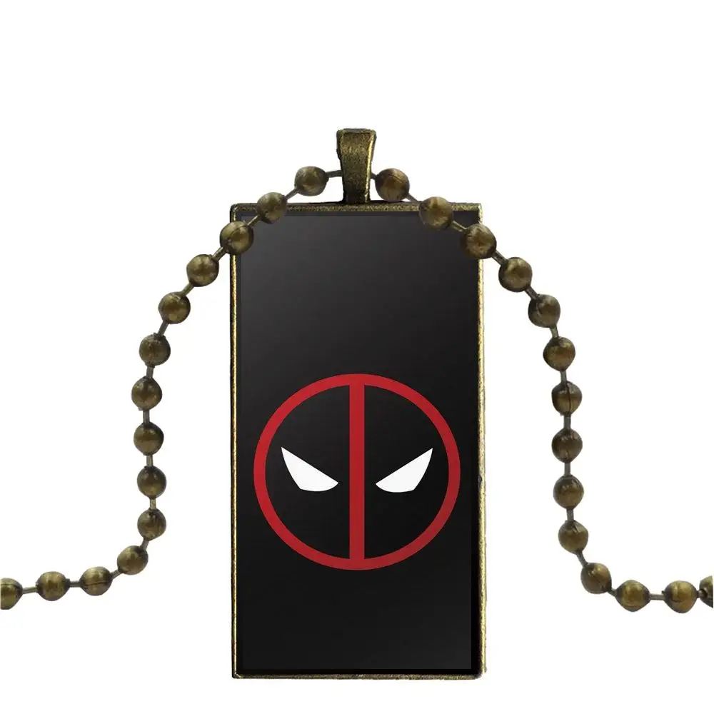 Superheroes Deadpool Logo For Women Party Gift Glass Pendant Galaxy Necklace Bronze Plated Necklaces Jewelry | Украшения и