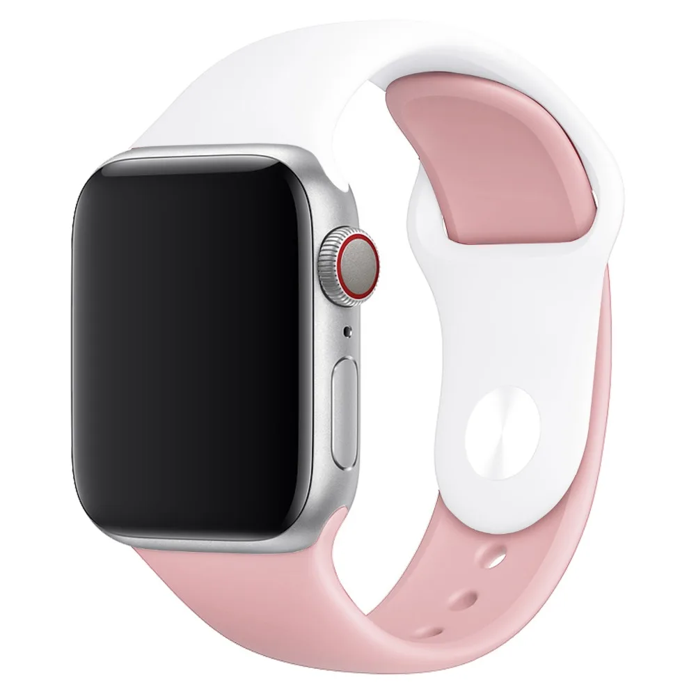 Для iWatch ремешок цветной мягкий силиконовый для Apple Watch серии 4/2/1 двухцветный 38 40 мм