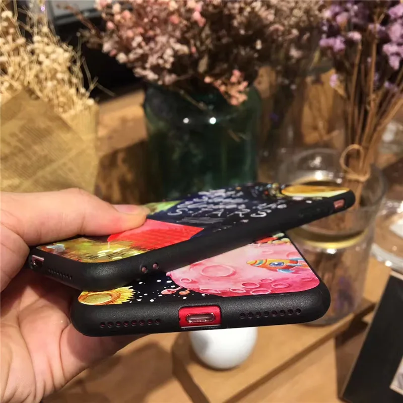 Kerzzil For iphone X 6S 7 8 Plus 3D Relief Phone Cases Starry Space Universe Soft silicon Case 6 Back Cover |