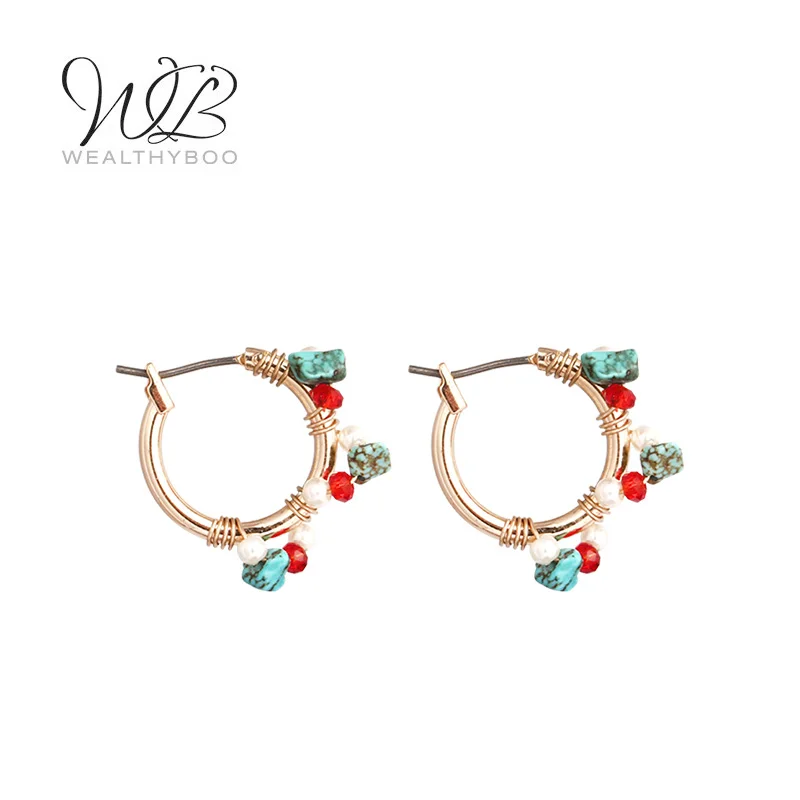 WEALTHYBOO новые женские маленькие круглые кольца яркие сережки Корея кольца-Серьги