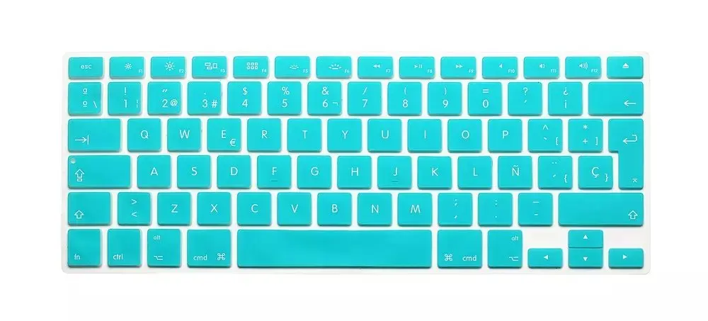 skyblue Испанская версия ЕС силиконовые водонепроницаемые чехлы для клавиатуры Скины протектор для Macbook Air 13 Pro 13 15 17 для Mac book A1466 A1502 - Цвет: skyblue