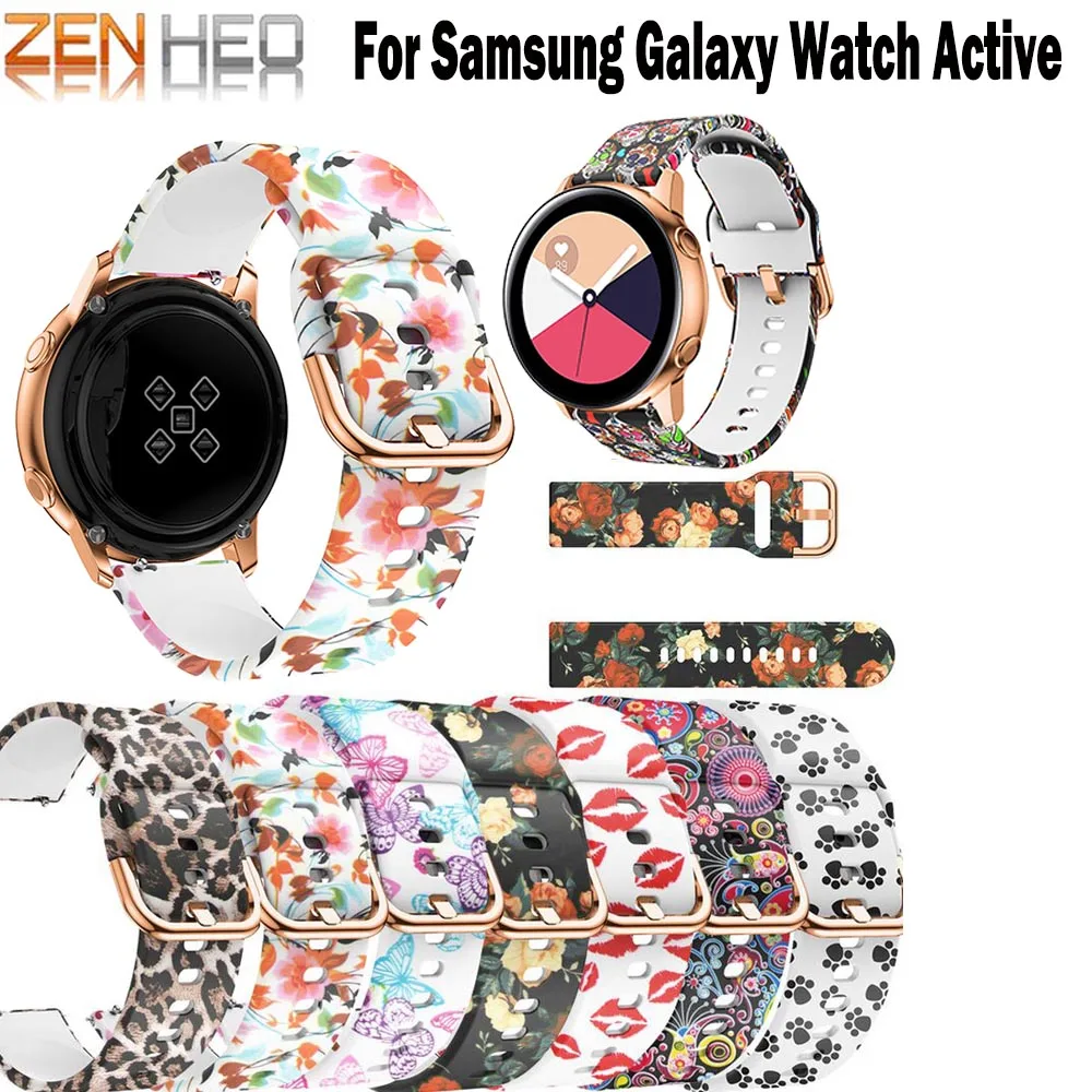 Ремешок для часов с цветочным принтом для samsung Galaxy Watch Active 42 мм ремешок для samsung gear S2 запасной браслет ремешок 20 мм