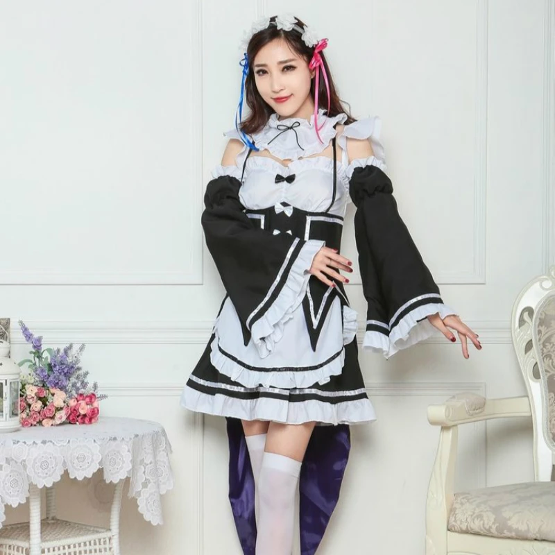 Аниме Re:zero Kara Re Life In a другой мир платье для косплея Ram/Rem Isekai Seikatsu кавайные сестры