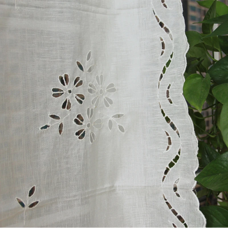 Занавеска на окно ZHH 1 шт. занавеска из органзы с вышитыми цветами регулируемой