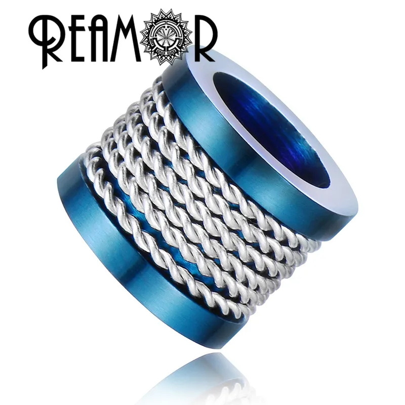 Blue REAMOR полированные Позолоченные проволочные бусины из нержавеющей стали 6/8 мм бусины с большим отверстием для изготовления кожаных браслетов - Цвет: Blue