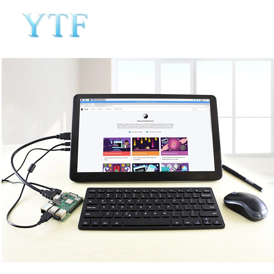 Raspberry Pi 4B/3B + 15 6 дюймовый VGA/ HD дисплей с емкостной сенсорной панелью из закаленного