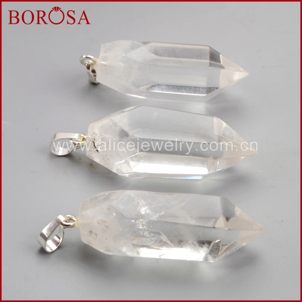 BOROSA 5/10 шт натуральный Серебристый Цвет Белый Кристалл Кварца Граненый карандаш