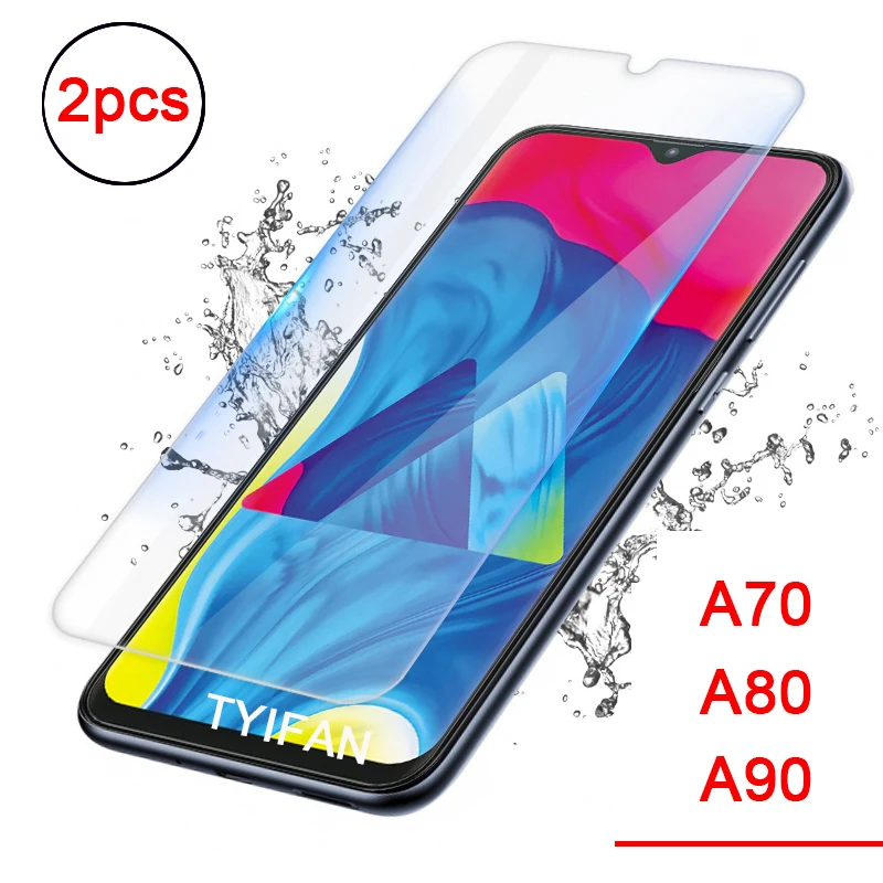 2 шт закаленное стекло для Samsung A70 A80 A90 Защитное экрана Защитная пленка телефона на