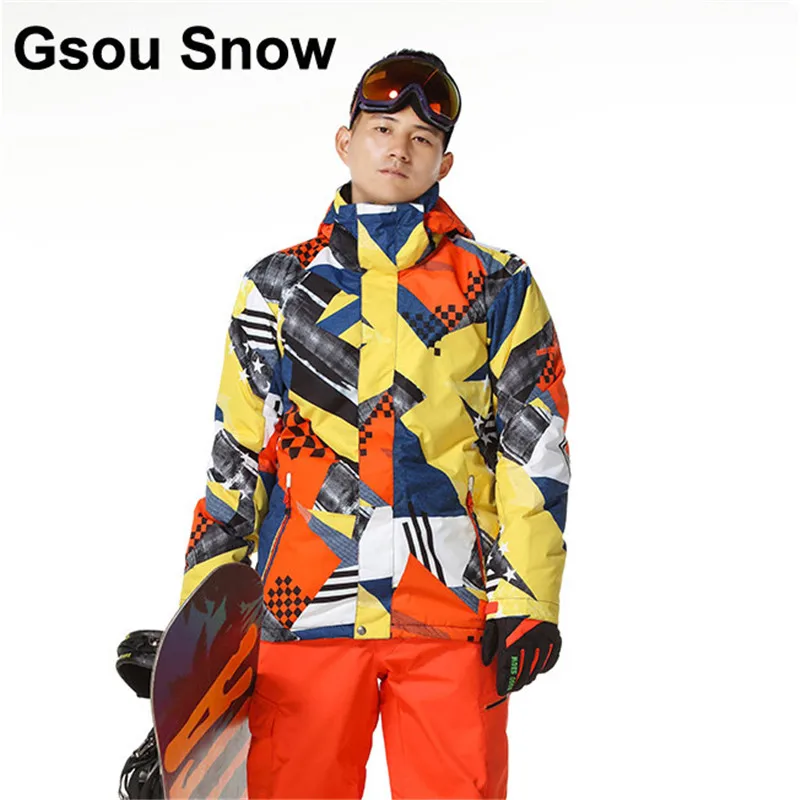 Gsou зимняя мужская водостойкая Лыжная куртка синий сноуборд одежда Спортивная