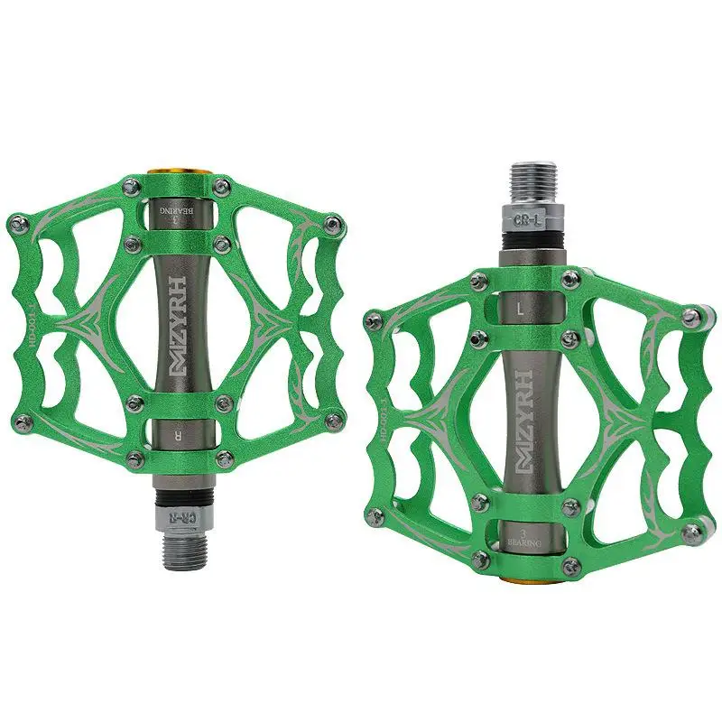 Green titanium Велосипедная педаль для горного велосипеда MTB, подвесной светильник для горного велосипеда, велосипедные педали из алюминиевого сплава, 3 шарикоподшипника, педали BMX, Аксессуары для велосипеда - Цвет: Green titanium
