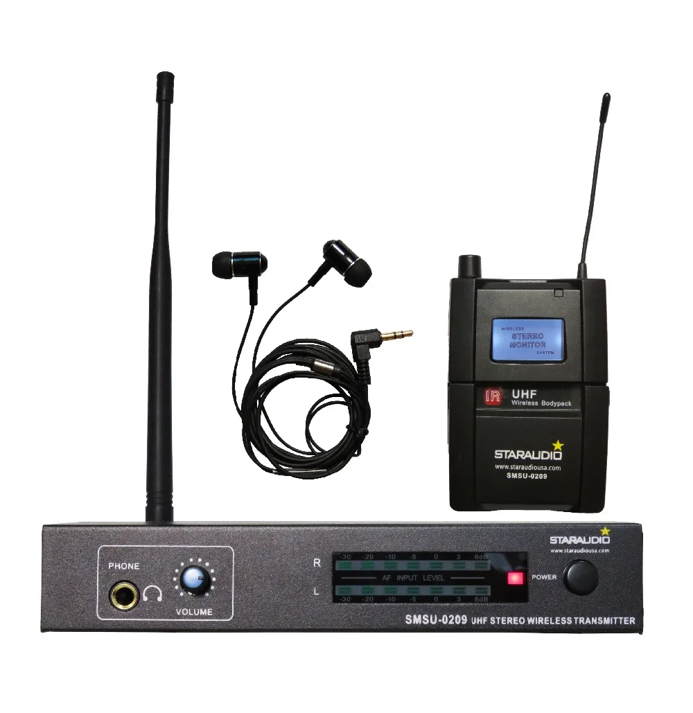 STARAUDIO Pro сценическое шоу UHF Беспроводной в уши стерео монитор корпус-пакет микрофонная система SMSU-0209