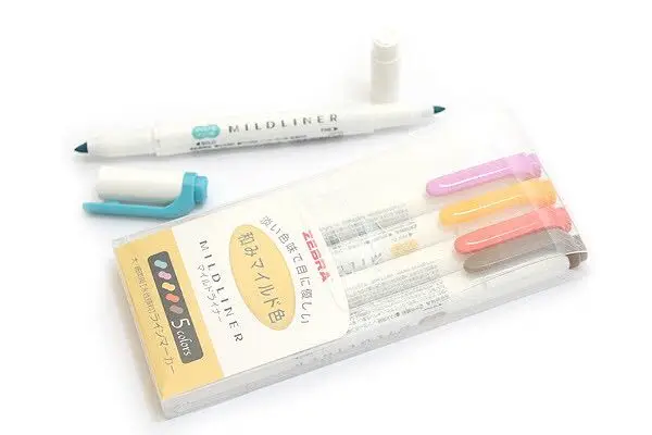 Зебра Mildliner мягкая подкладка Двусторонняя хайлайтер 5 видов цветов Набор