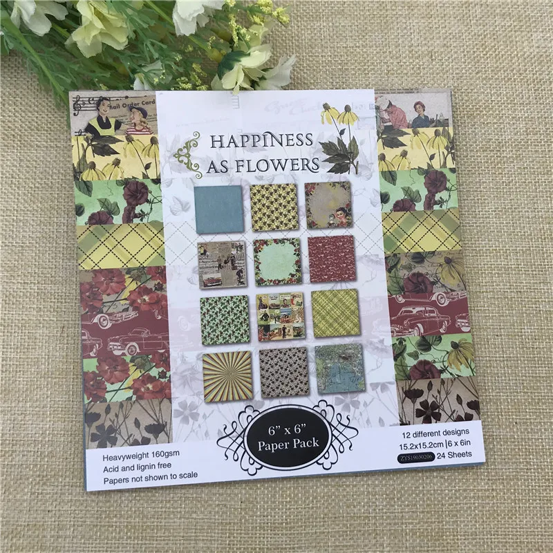 

Бумажная подкладка «счастье как цветок», 24 листа, 6x6 дюймов