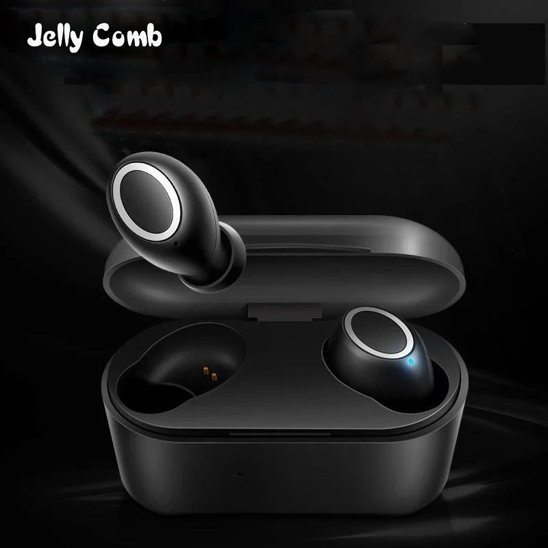 

Jelly Comb Fingerprint Touch Bluetooth Headset 5.0 HD Stereo Wireless Earphone Bluetooth Sport Headset with Charging Box