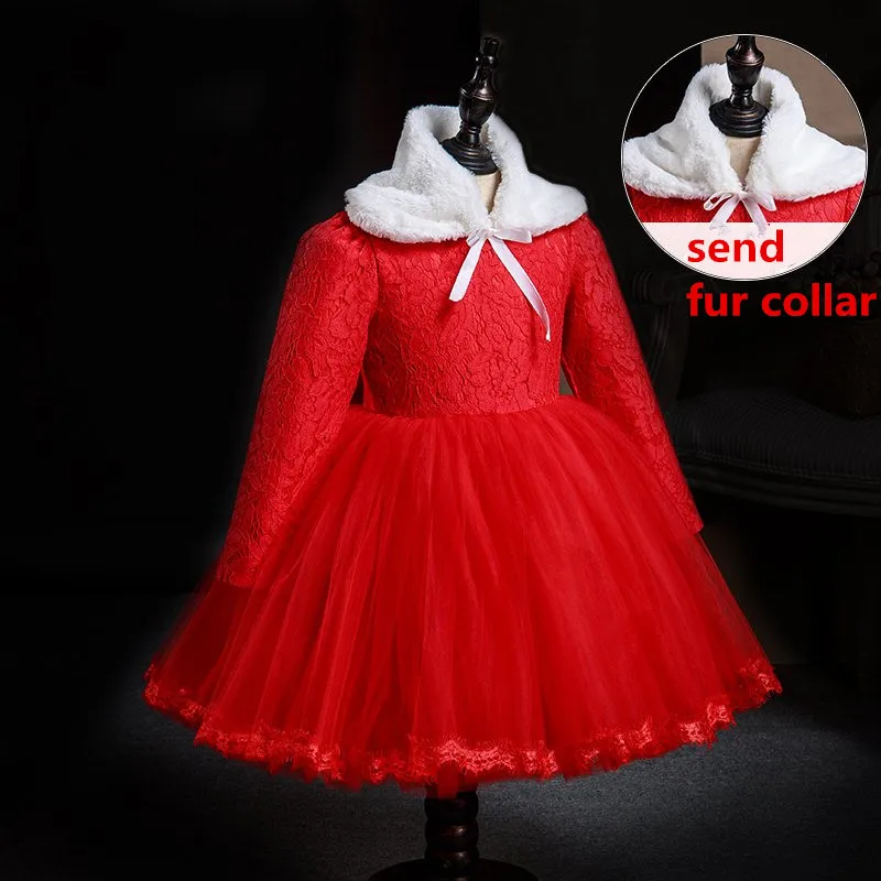 Новое платье принцессы; рождественское платье для девочек; robe fille; зимняя плотная бархатная одежда для маленьких девочек; вечерние платья; детская одежда