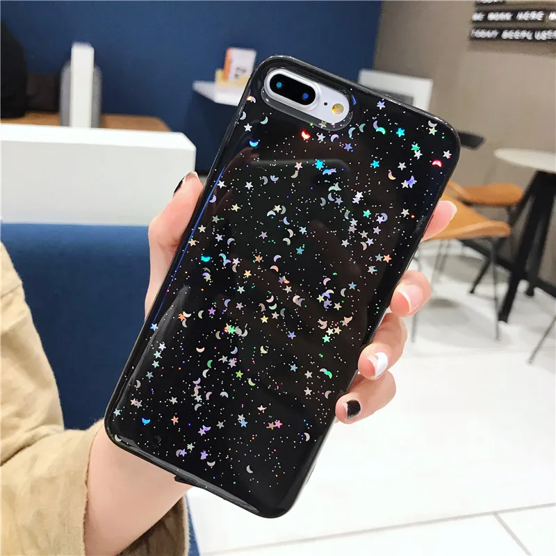 DISCASE модные цветной глиттер Звезды Чехол для телефона iphone XS MAX XR X 8 6 6s 7 plus простой
