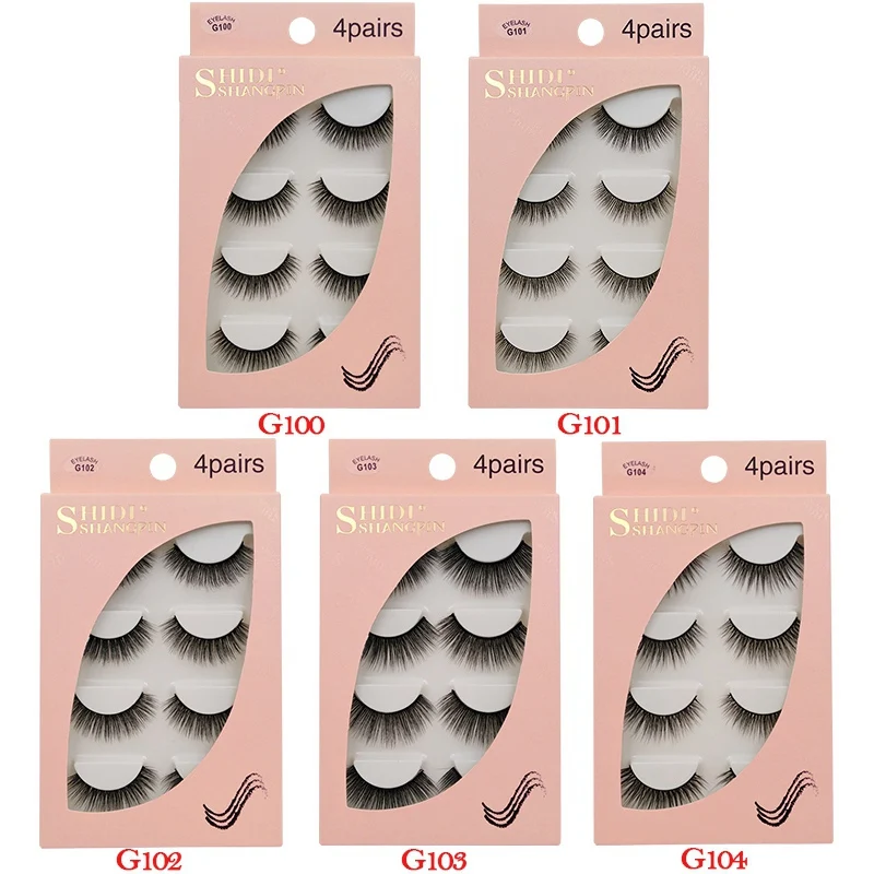 

4Pair 3D Mink False Eyelashes Beauty Makeup Thick Voluminous Messy Fake Eye Lashes Extension Tools Eye Cosmetic Pro