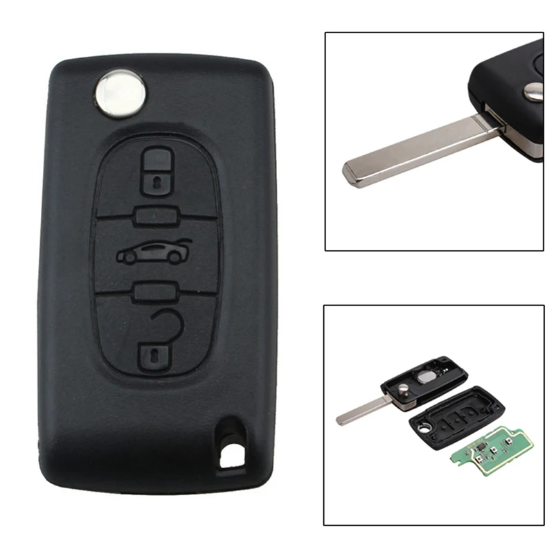 3 кнопки в комплекте пульт дистанционного автомобиля флип складной ключ для peugeot