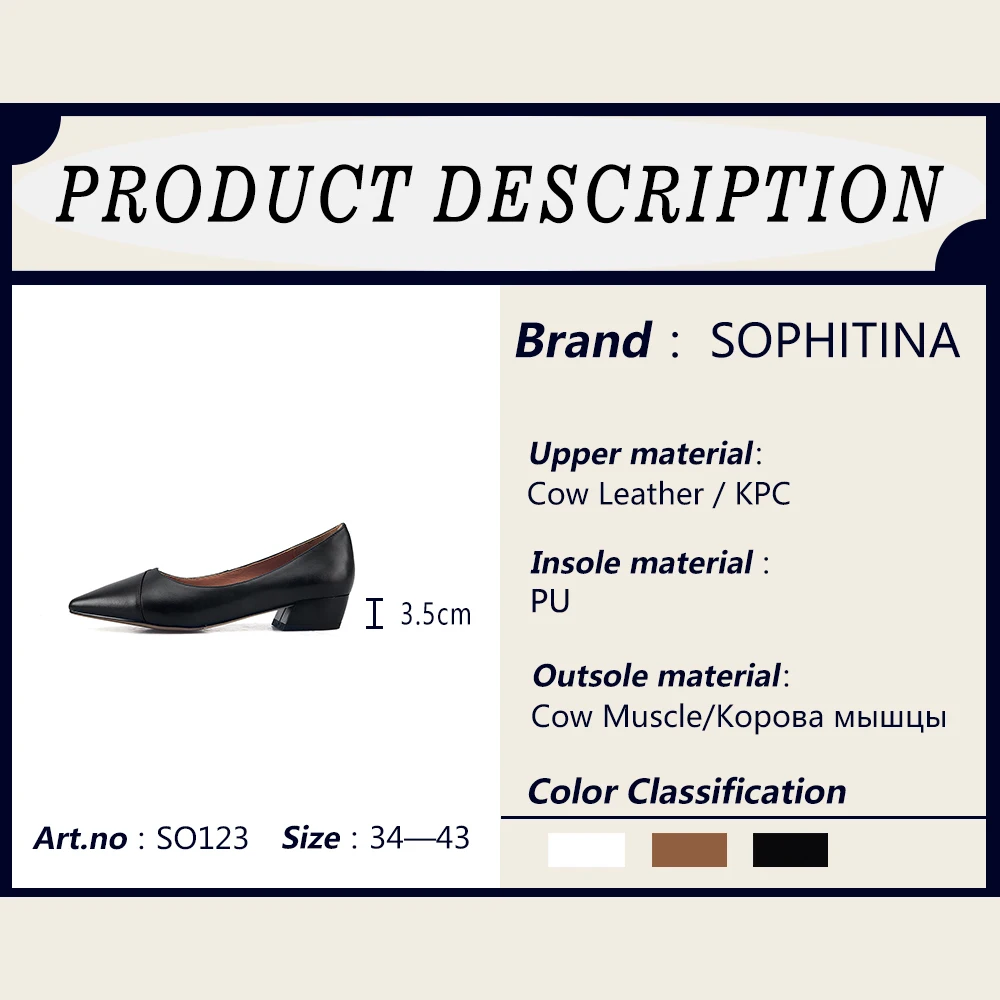 SOPHITINA/Новинки г.; Лидер продаж; Пикантные туфли-лодочки высокого качества из натуральной кожи с заостренным носком; Обувь на большом низком каблуке; Повседневные дамские туфли; фасон обувь; SO123