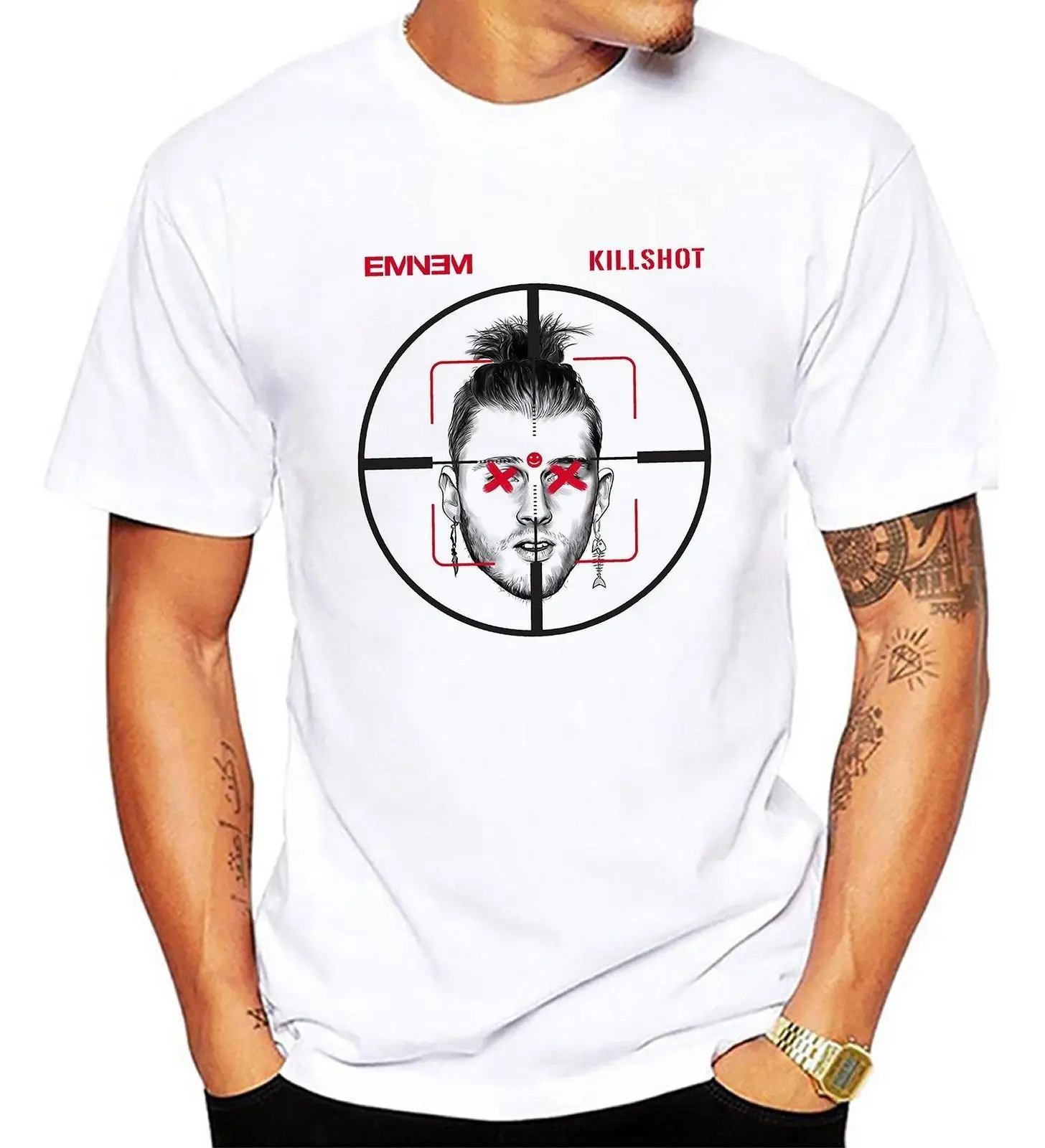 2019 крутая футболка Eminem Killshot машина пистолет Келли Mgk Diss рэп хип хоп мужская с