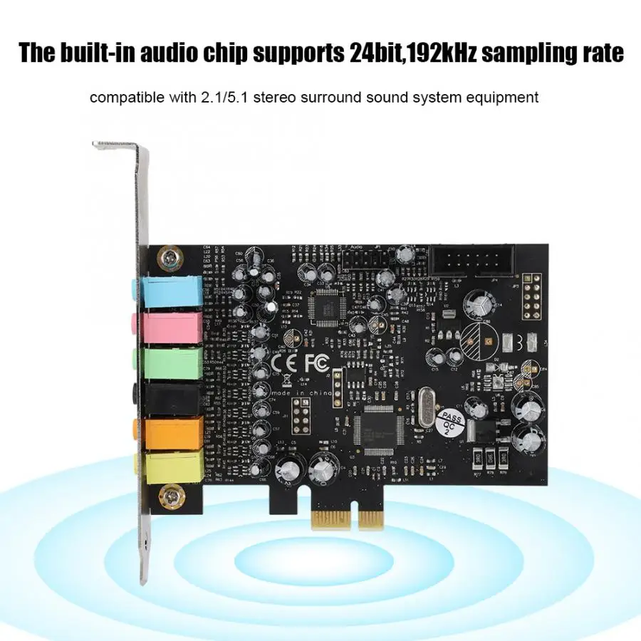 1 шт. PCI-E 7,1 HiFI High Fidelity 8 трек внутренняя объемная звуковая карта PCI черный