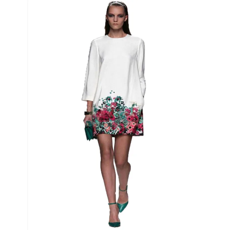 Женщины Одеваются 2016 Мода Одежда Печати Осень Плюс Размер Воротник Тонкий