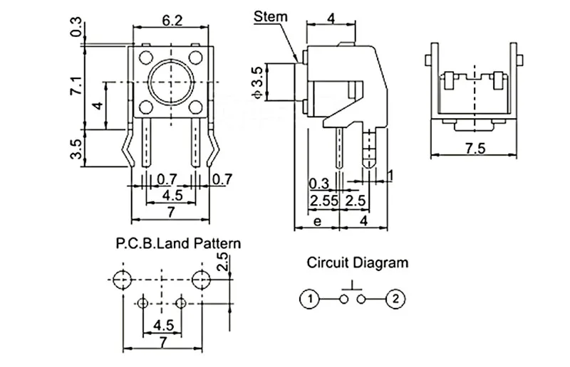 50 шт./лот 6*6*4 5 боковой кронштейн 4 PIN 12V 0.5A кнопочный переключатель тактильный такт