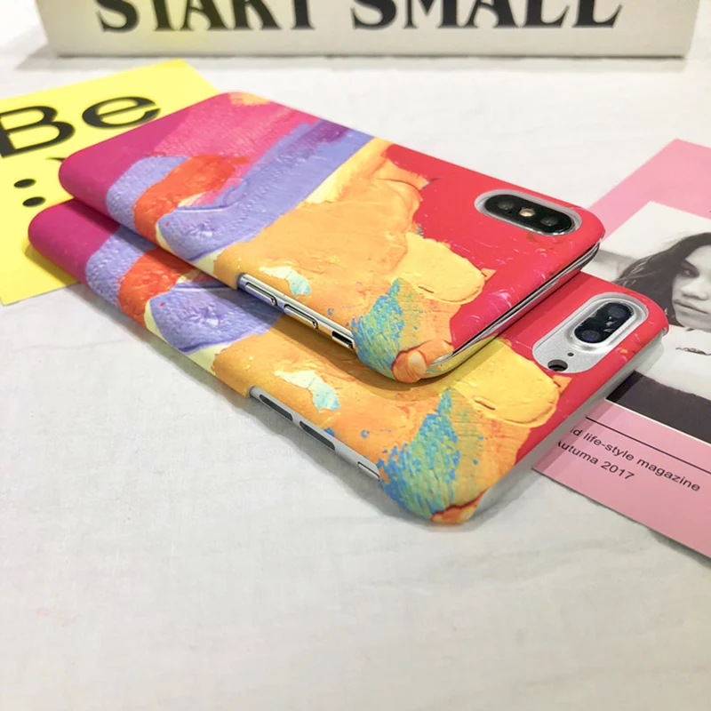 Чехол для iPhone 6 S 7 8 X случаях акварельной живописи Жесткий PC матовый Capinha Coque 6S Plus |