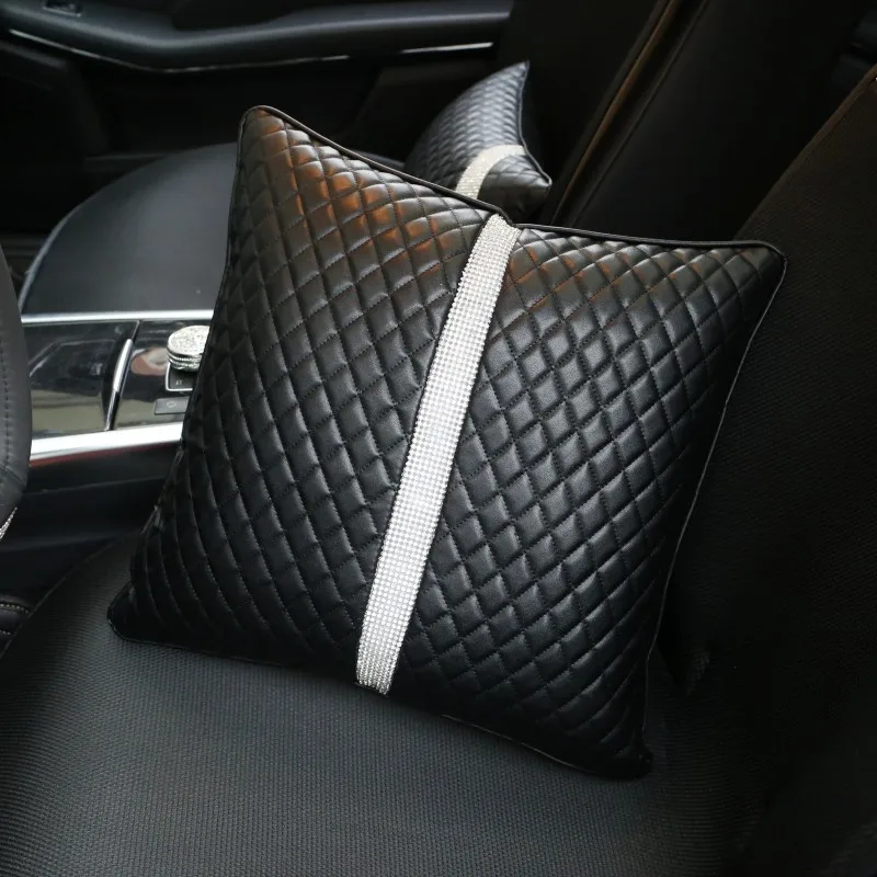 1pcs support pillow Мода Алмазный кристалл Автомобильные аксессуары для женщин Стайлинг Кожа Авто Руль Обложка шеи подголовник ремень переключения передач - Название цвета: 1pcs support pillow